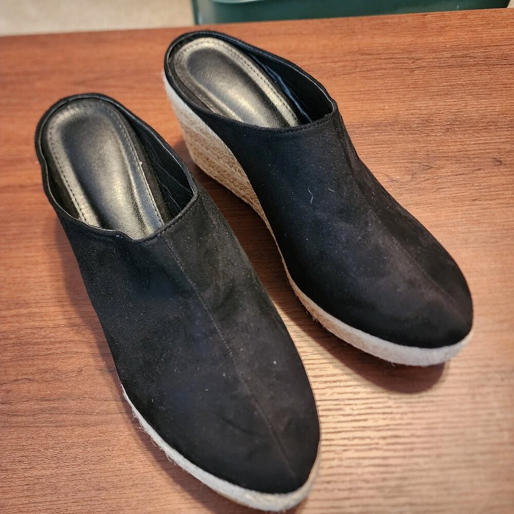 Black suede mule clogs sz 11.5